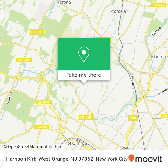 Mapa de Harrison Kirk, West Orange, NJ 07052