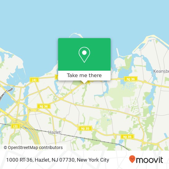 Mapa de 1000 RT-36, Hazlet, NJ 07730
