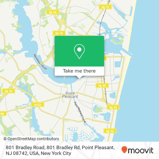 Mapa de 801 Bradley Road, 801 Bradley Rd, Point Pleasant, NJ 08742, USA