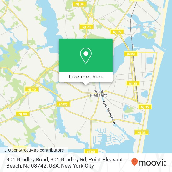 Mapa de 801 Bradley Road, 801 Bradley Rd, Point Pleasant Beach, NJ 08742, USA
