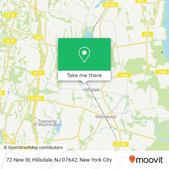 Mapa de 72 New St, Hillsdale, NJ 07642