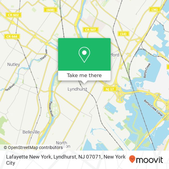 Mapa de Lafayette New York, Lyndhurst, NJ 07071