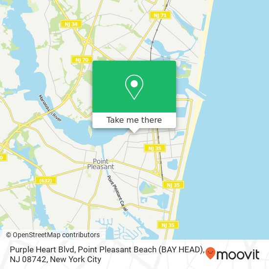 Purple Heart Blvd, Point Pleasant Beach (BAY HEAD), NJ 08742 map