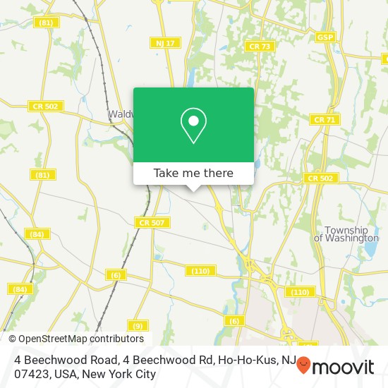 Mapa de 4 Beechwood Road, 4 Beechwood Rd, Ho-Ho-Kus, NJ 07423, USA