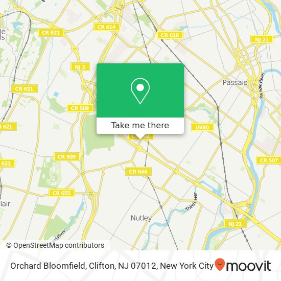 Mapa de Orchard Bloomfield, Clifton, NJ 07012