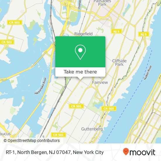 Mapa de RT-1, North Bergen, NJ 07047