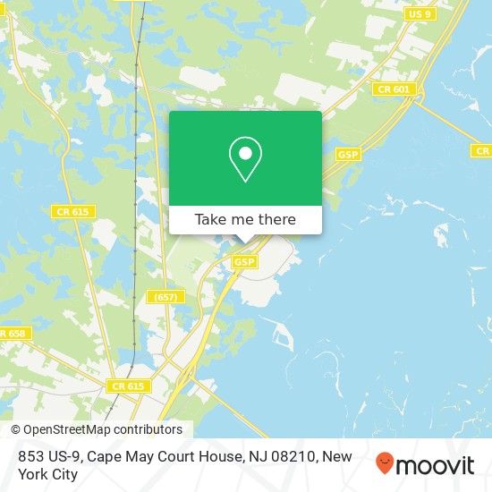 Mapa de 853 US-9, Cape May Court House, NJ 08210