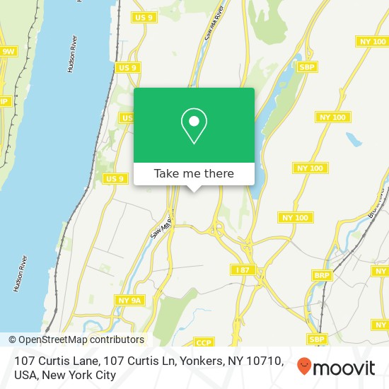 Mapa de 107 Curtis Lane, 107 Curtis Ln, Yonkers, NY 10710, USA