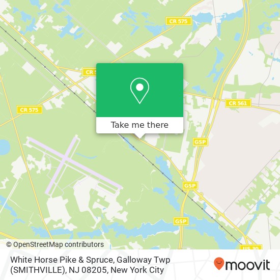 White Horse Pike & Spruce, Galloway Twp (SMITHVILLE), NJ 08205 map