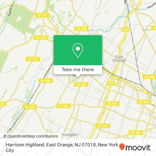 Mapa de Harrison Highland, East Orange, NJ 07018