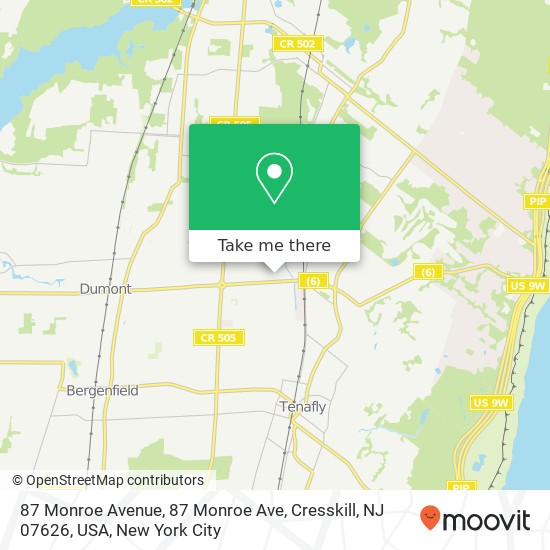 Mapa de 87 Monroe Avenue, 87 Monroe Ave, Cresskill, NJ 07626, USA