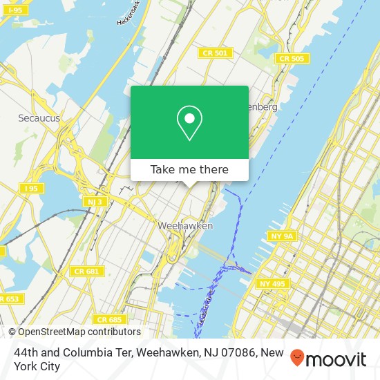 44th and Columbia Ter, Weehawken, NJ 07086 map