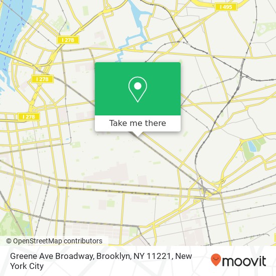 Mapa de Greene Ave Broadway, Brooklyn, NY 11221