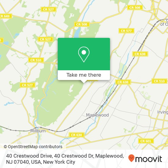 Mapa de 40 Crestwood Drive, 40 Crestwood Dr, Maplewood, NJ 07040, USA