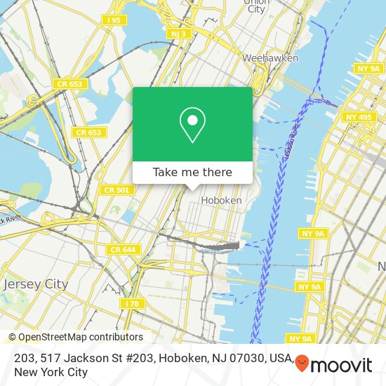 Mapa de 203, 517 Jackson St #203, Hoboken, NJ 07030, USA