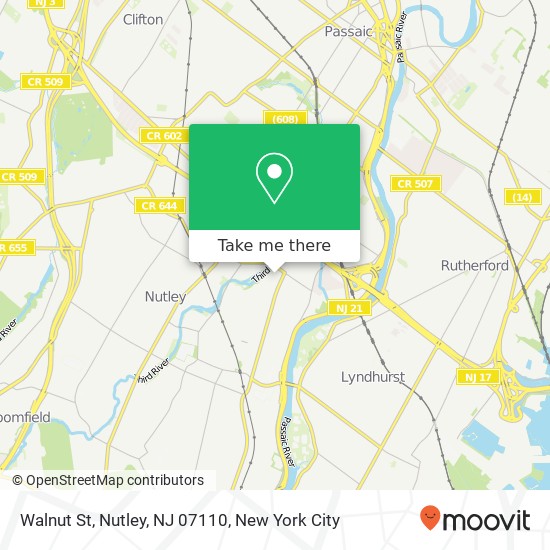 Mapa de Walnut St, Nutley, NJ 07110
