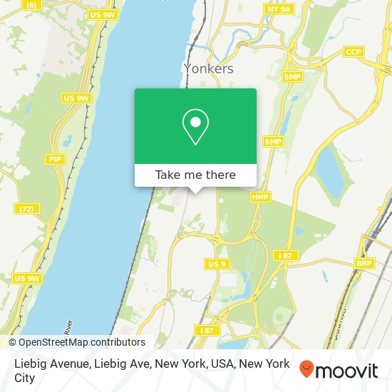Mapa de Liebig Avenue, Liebig Ave, New York, USA