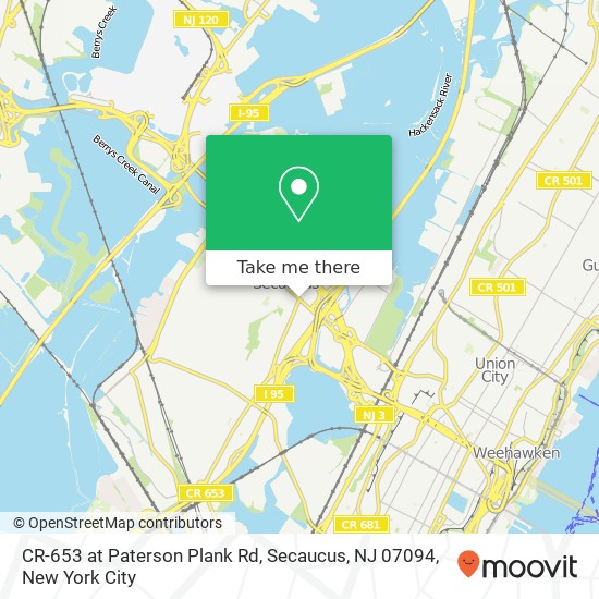Mapa de CR-653 at Paterson Plank Rd, Secaucus, NJ 07094