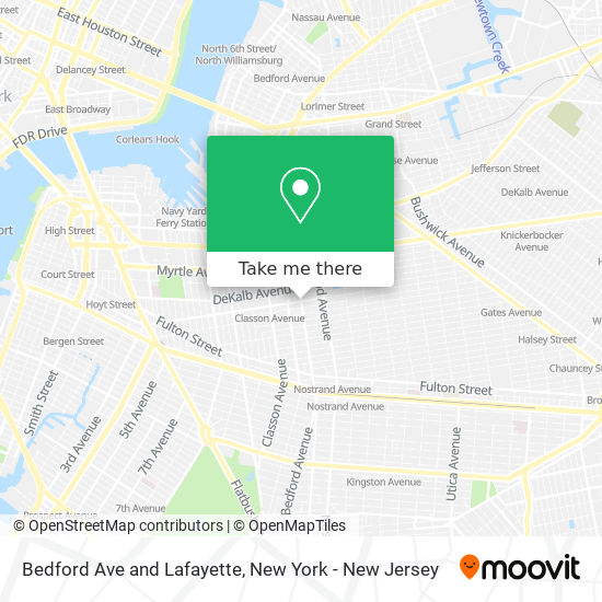 Bedford Ave and Lafayette map