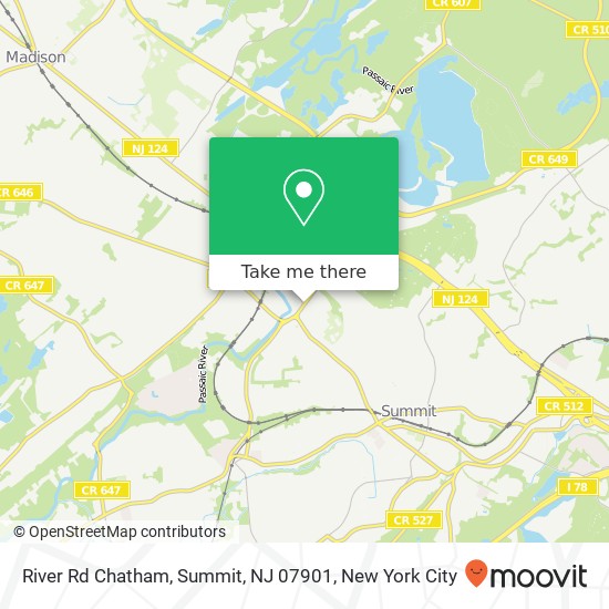 Mapa de River Rd Chatham, Summit, NJ 07901