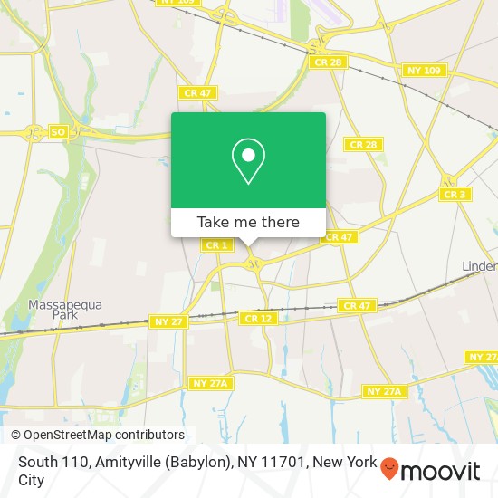 South 110, Amityville (Babylon), NY 11701 map