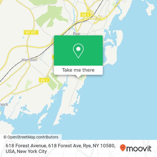 Mapa de 618 Forest Avenue, 618 Forest Ave, Rye, NY 10580, USA