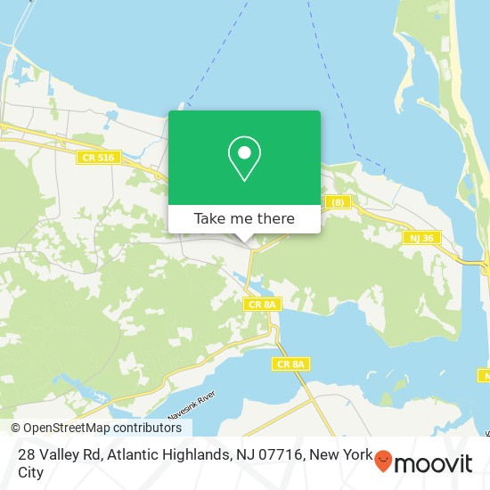 Mapa de 28 Valley Rd, Atlantic Highlands, NJ 07716