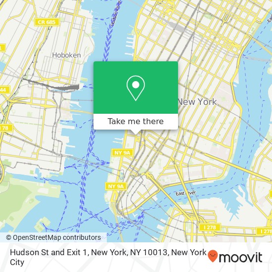 Mapa de Hudson St and Exit 1, New York, NY 10013