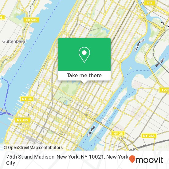 75th St and Madison, New York, NY 10021 map