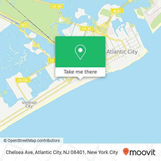 Mapa de Chelsea Ave, Atlantic City, NJ 08401