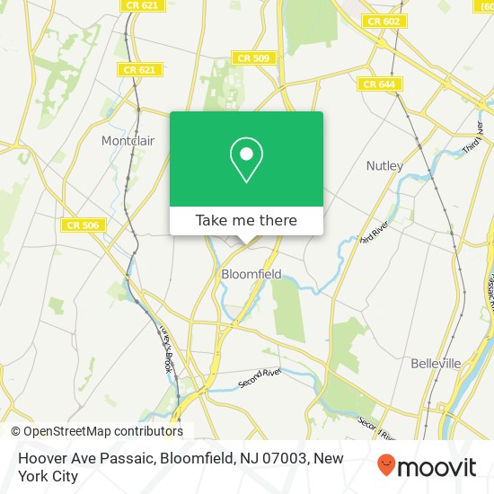 Hoover Ave Passaic, Bloomfield, NJ 07003 map