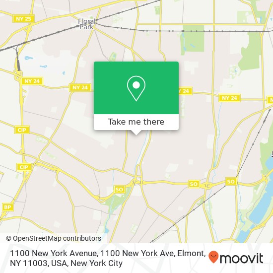 1100 New York Avenue, 1100 New York Ave, Elmont, NY 11003, USA map
