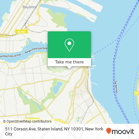 Mapa de 511 Corson Ave, Staten Island, NY 10301