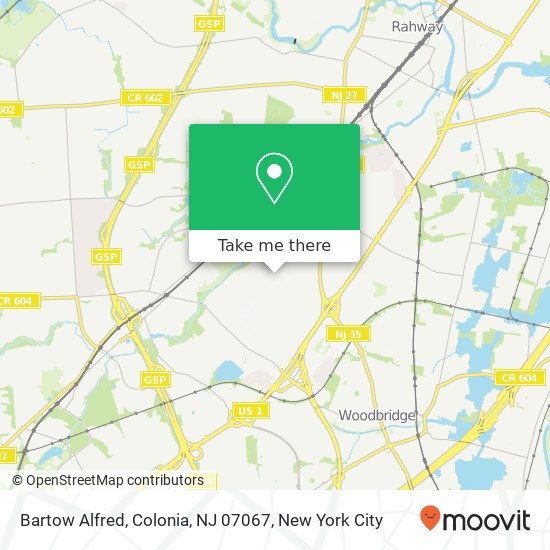 Mapa de Bartow Alfred, Colonia, NJ 07067