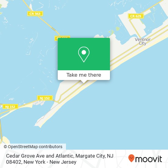 Mapa de Cedar Grove Ave and Atlantic, Margate City, NJ 08402