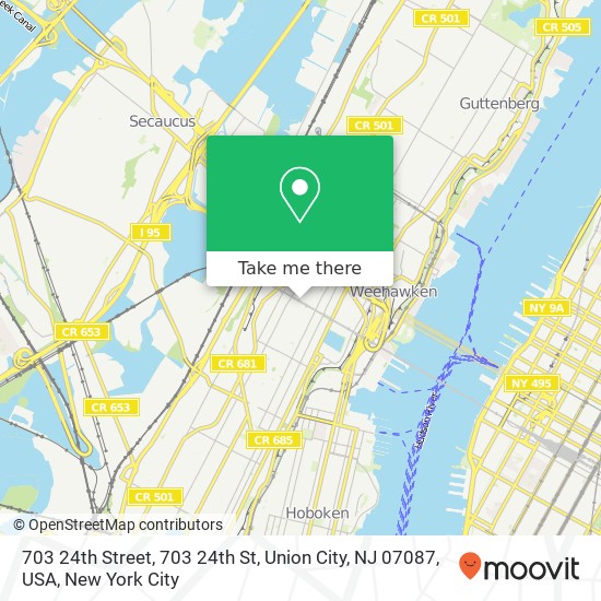 Mapa de 703 24th Street, 703 24th St, Union City, NJ 07087, USA