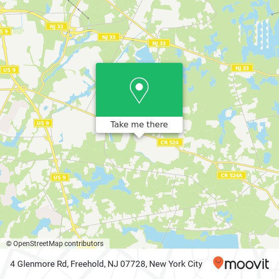 Mapa de 4 Glenmore Rd, Freehold, NJ 07728