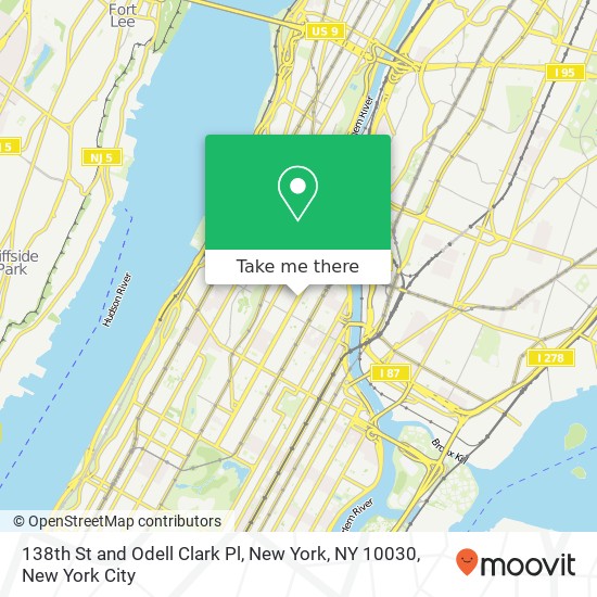 138th St and Odell Clark Pl, New York, NY 10030 map