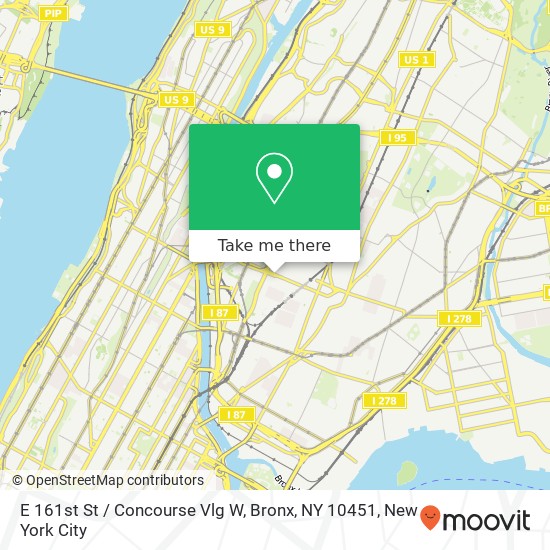 Mapa de E 161st St / Concourse Vlg W, Bronx, NY 10451