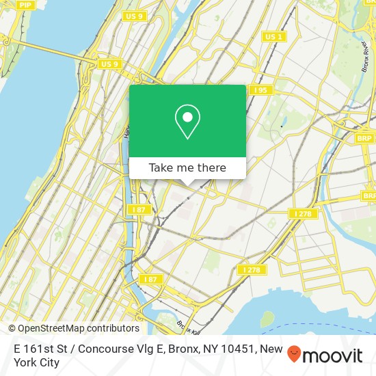 Mapa de E 161st St / Concourse Vlg E, Bronx, NY 10451