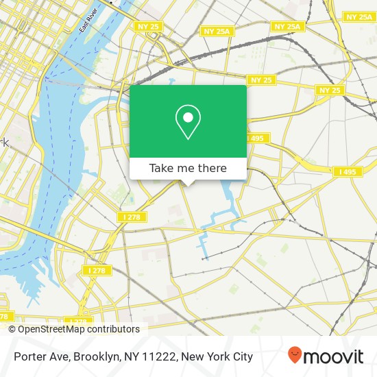 Mapa de Porter Ave, Brooklyn, NY 11222