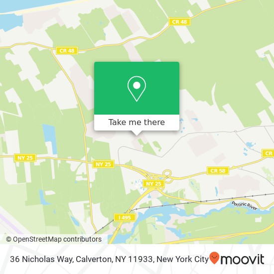 Mapa de 36 Nicholas Way, Calverton, NY 11933