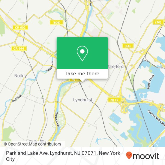 Park and Lake Ave, Lyndhurst, NJ 07071 map
