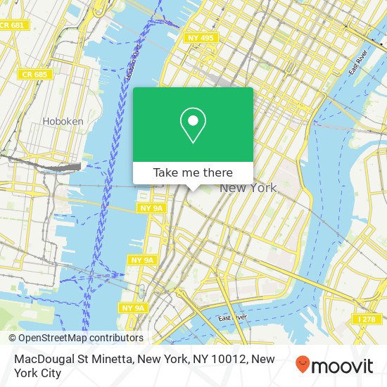Mapa de MacDougal St Minetta, New York, NY 10012