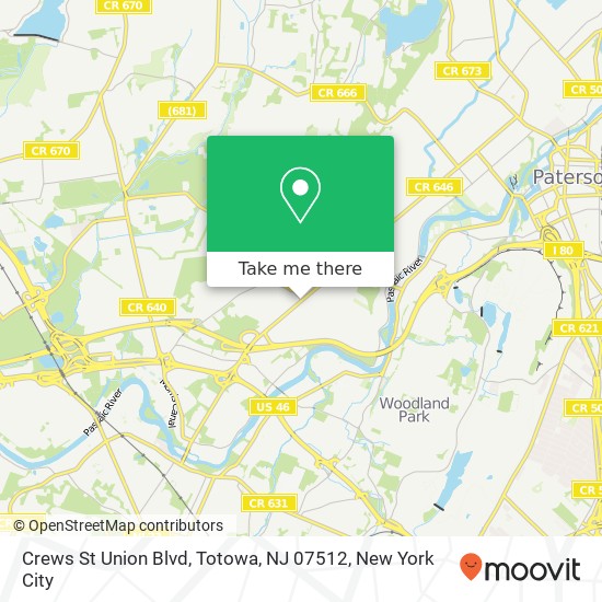 Mapa de Crews St Union Blvd, Totowa, NJ 07512