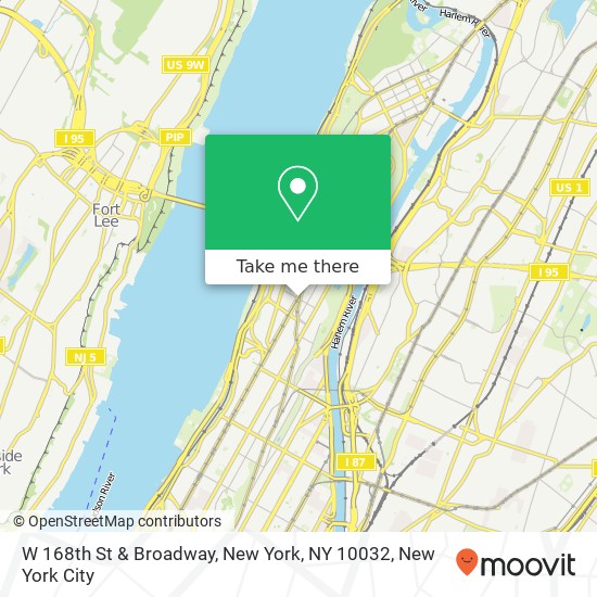 W 168th St & Broadway, New York, NY 10032 map