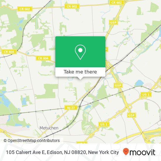 Mapa de 105 Calvert Ave E, Edison, NJ 08820
