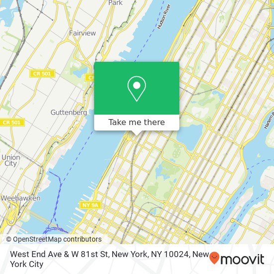 West End Ave & W 81st St, New York, NY 10024 map