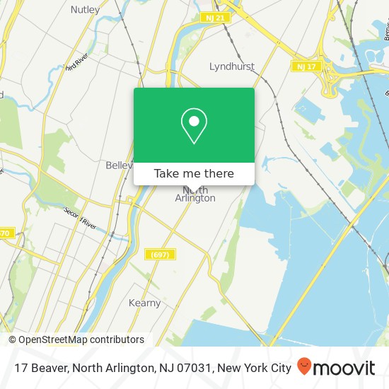 Mapa de 17 Beaver, North Arlington, NJ 07031