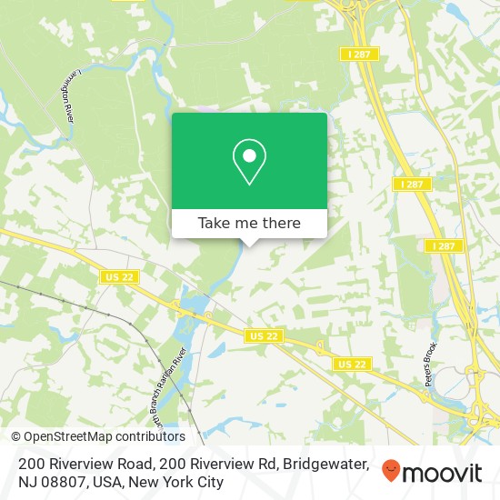 Mapa de 200 Riverview Road, 200 Riverview Rd, Bridgewater, NJ 08807, USA